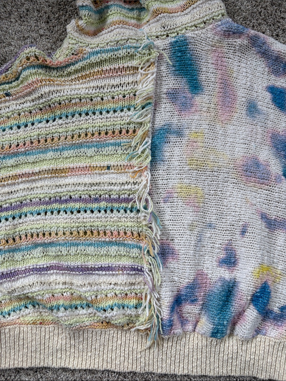 🤩 rare! 🤩 free People Crochet-Style Pastel Hooded Sweater with Peace Motif - Picture 11 of 15
